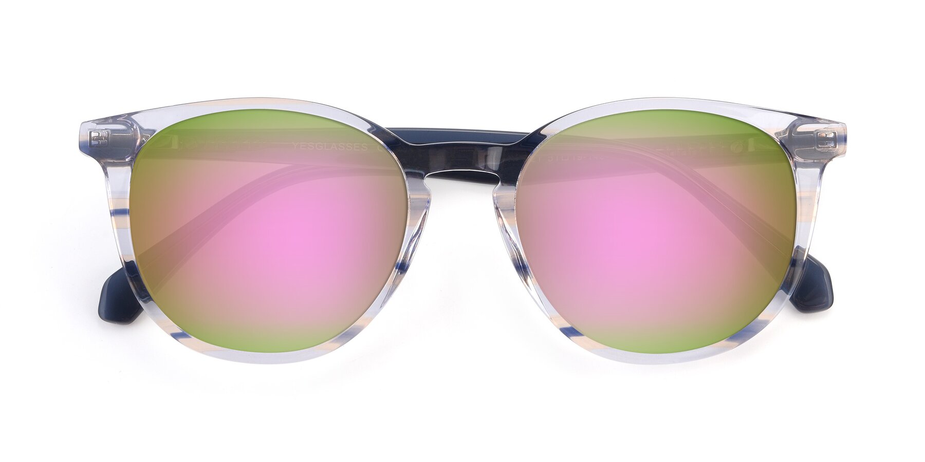 Folded Front of 17721 in Stripe Blue with Pink Mirrored Lenses