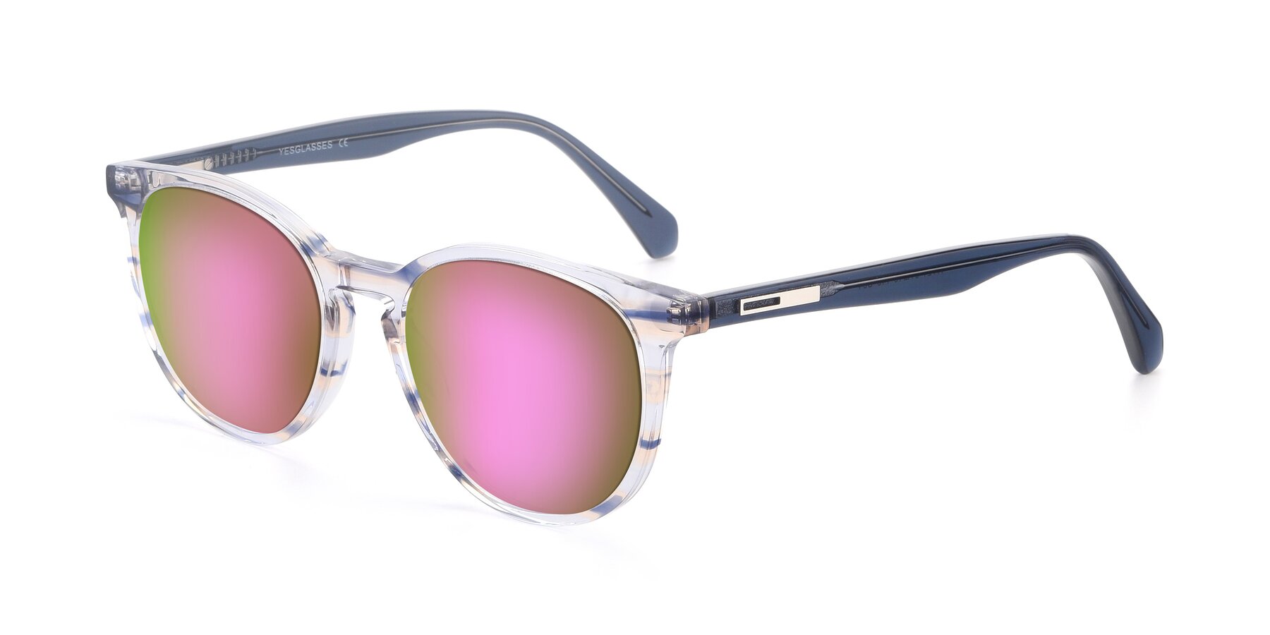 Angle of 17721 in Stripe Blue with Pink Mirrored Lenses