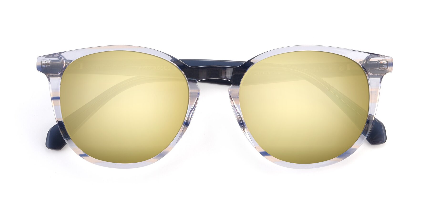 Folded Front of 17721 in Stripe Blue with Gold Mirrored Lenses