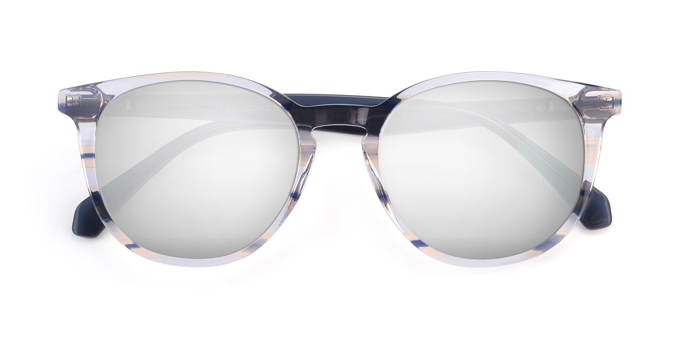 17721 - Stripe Blue Flash Mirrored Sunglasses