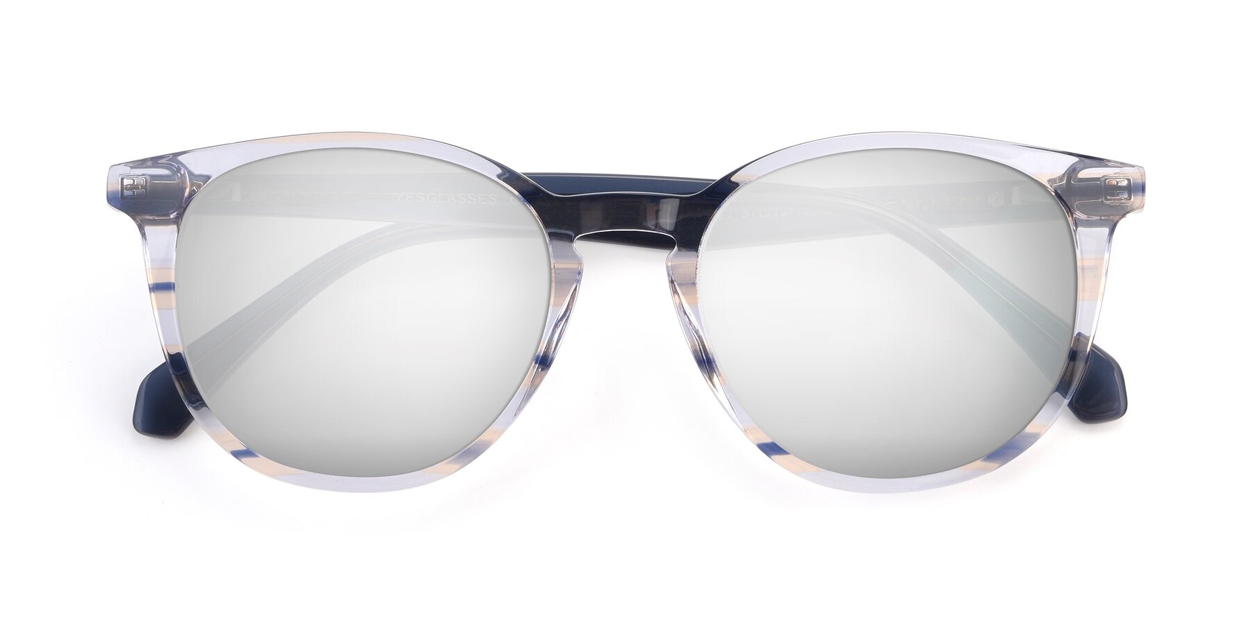 Folded Front of 17721 in Stripe Blue with Silver Mirrored Lenses