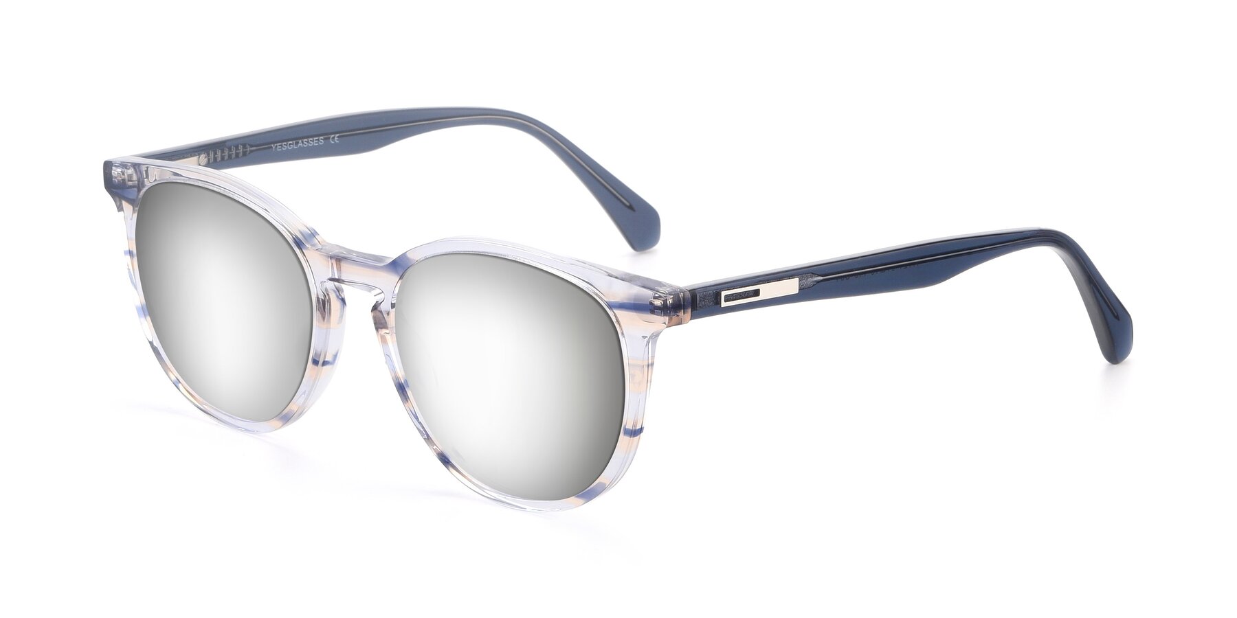 Angle of 17721 in Stripe Blue with Silver Mirrored Lenses