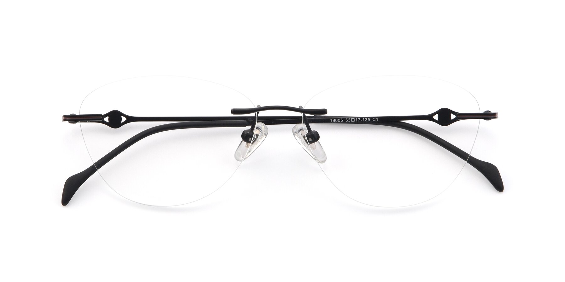 Folded Front of 19005 in Black with Clear Eyeglass Lenses