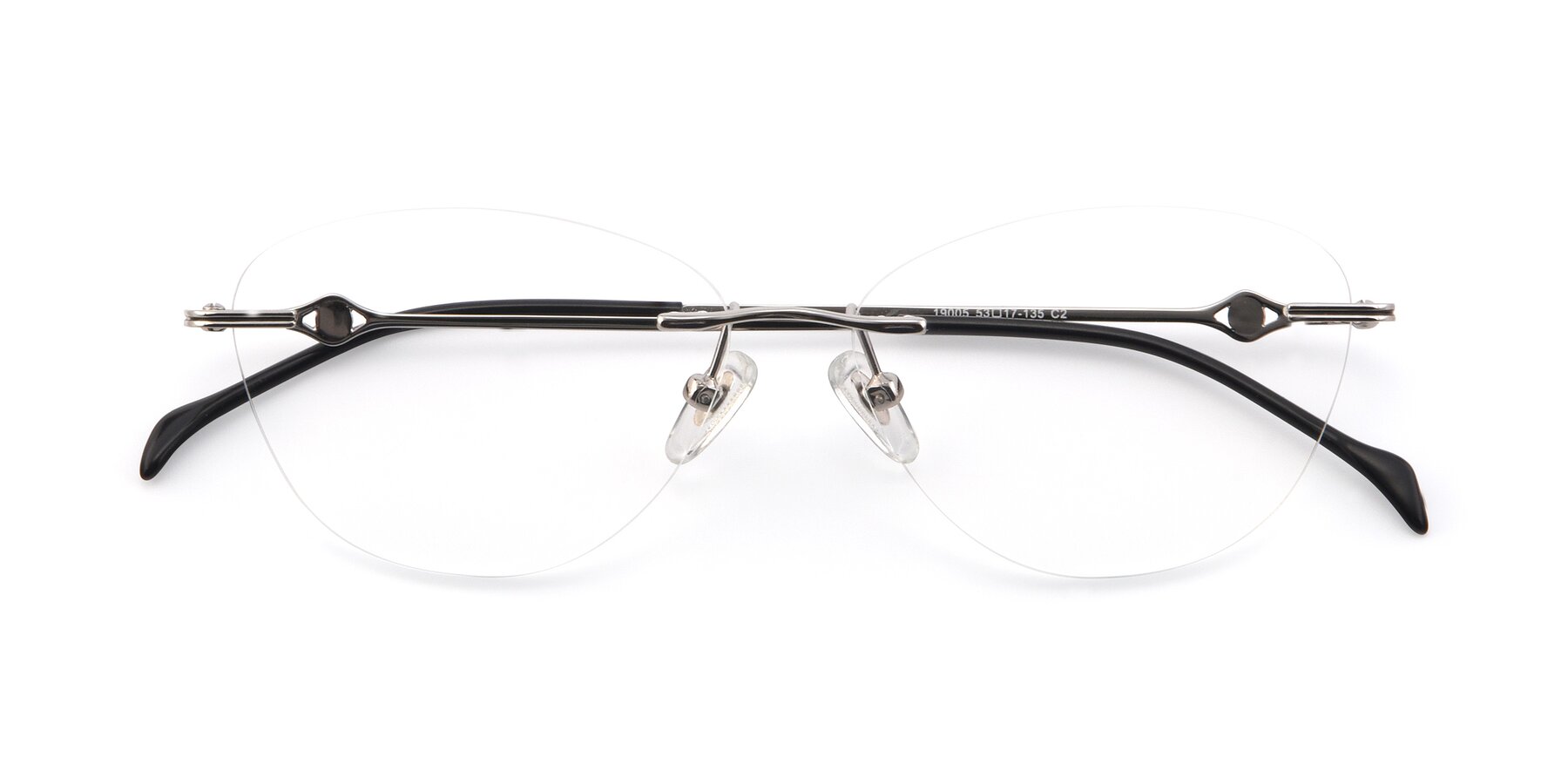 Folded Front of 19005 in Silver with Clear Reading Eyeglass Lenses