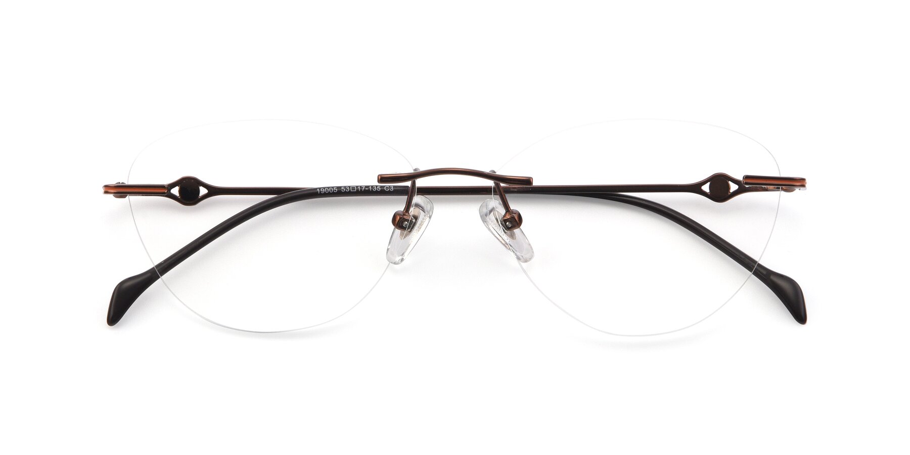 Folded Front of 19005 in Bronze with Clear Eyeglass Lenses