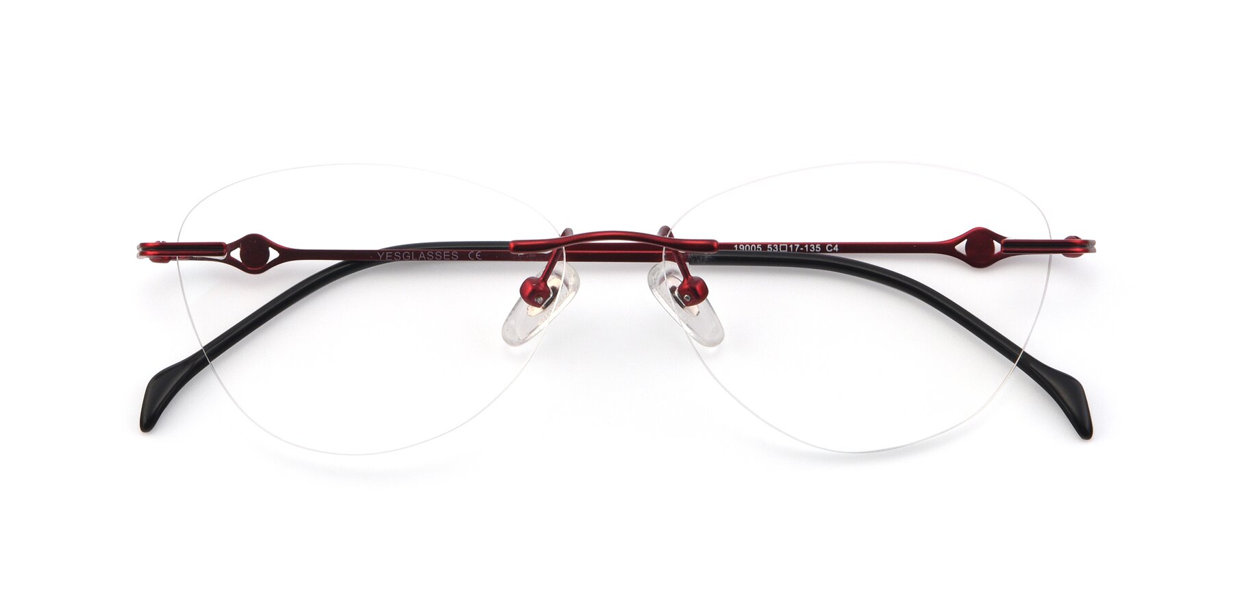 Folded Front of 19005 in Wine with Clear Eyeglass Lenses
