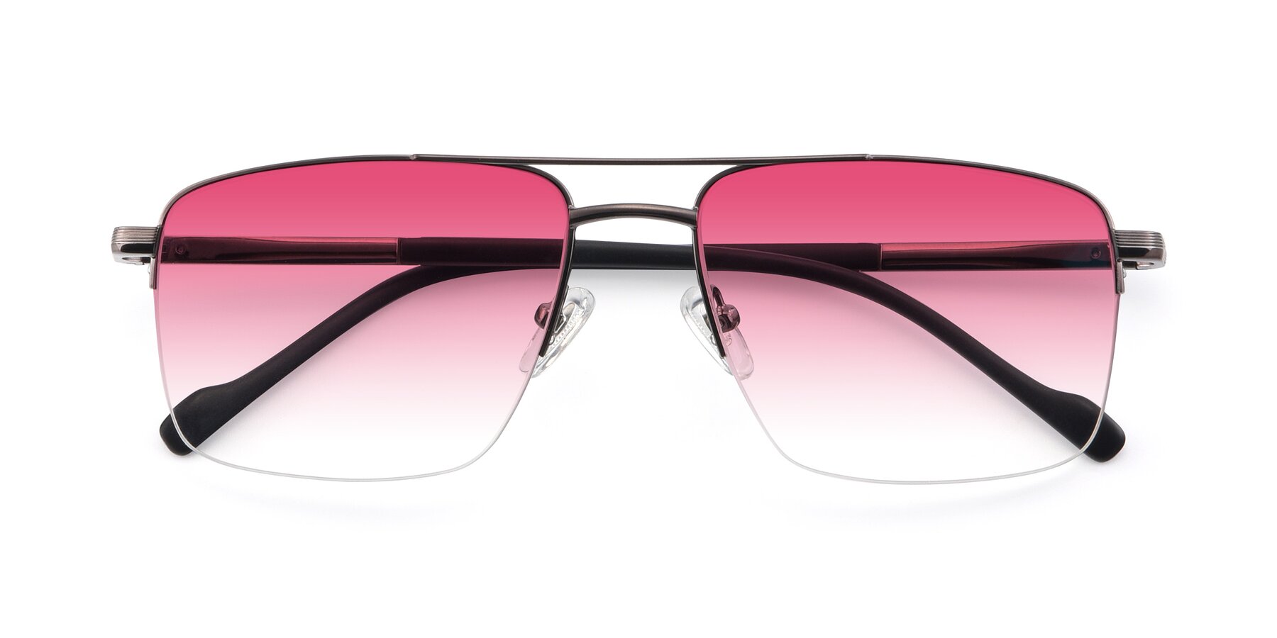 View of 19013 in Gunmetal with Pink Gradient Lenses
