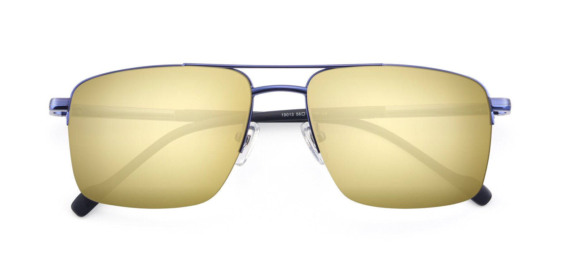 Folded Front of 19013 in Blue with Gold Mirrored Lenses
