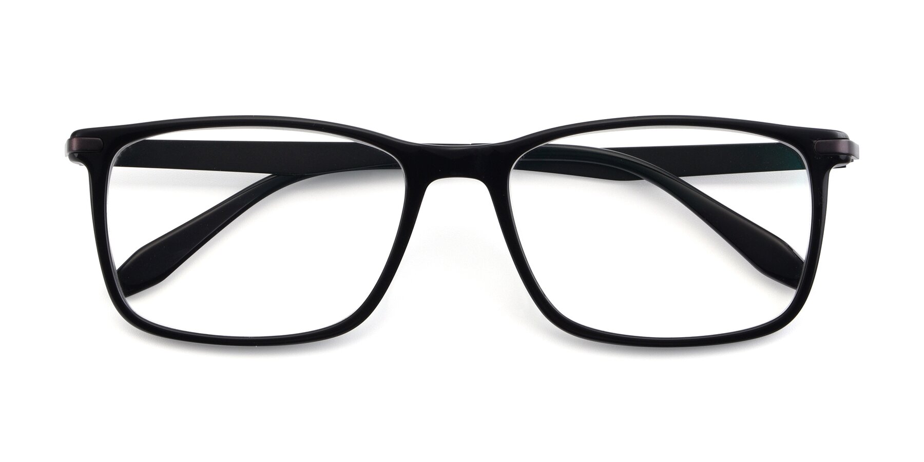 Folded Front of T002 in Black with Clear Eyeglass Lenses