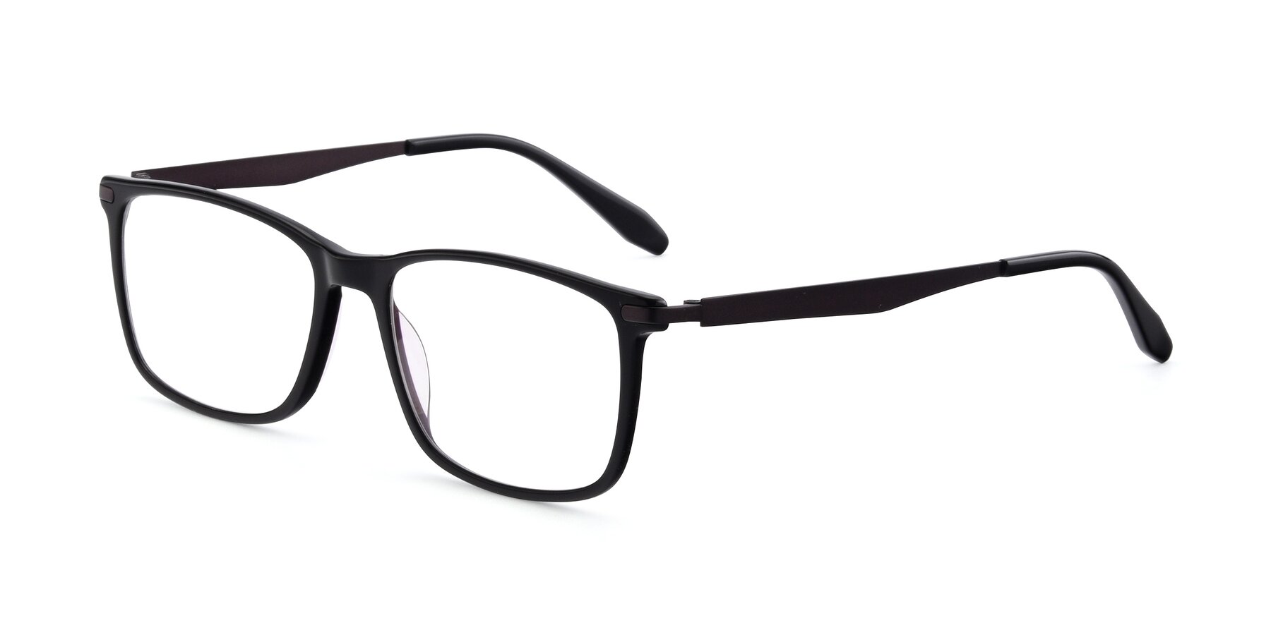 Angle of T002 in Black with Clear Reading Eyeglass Lenses