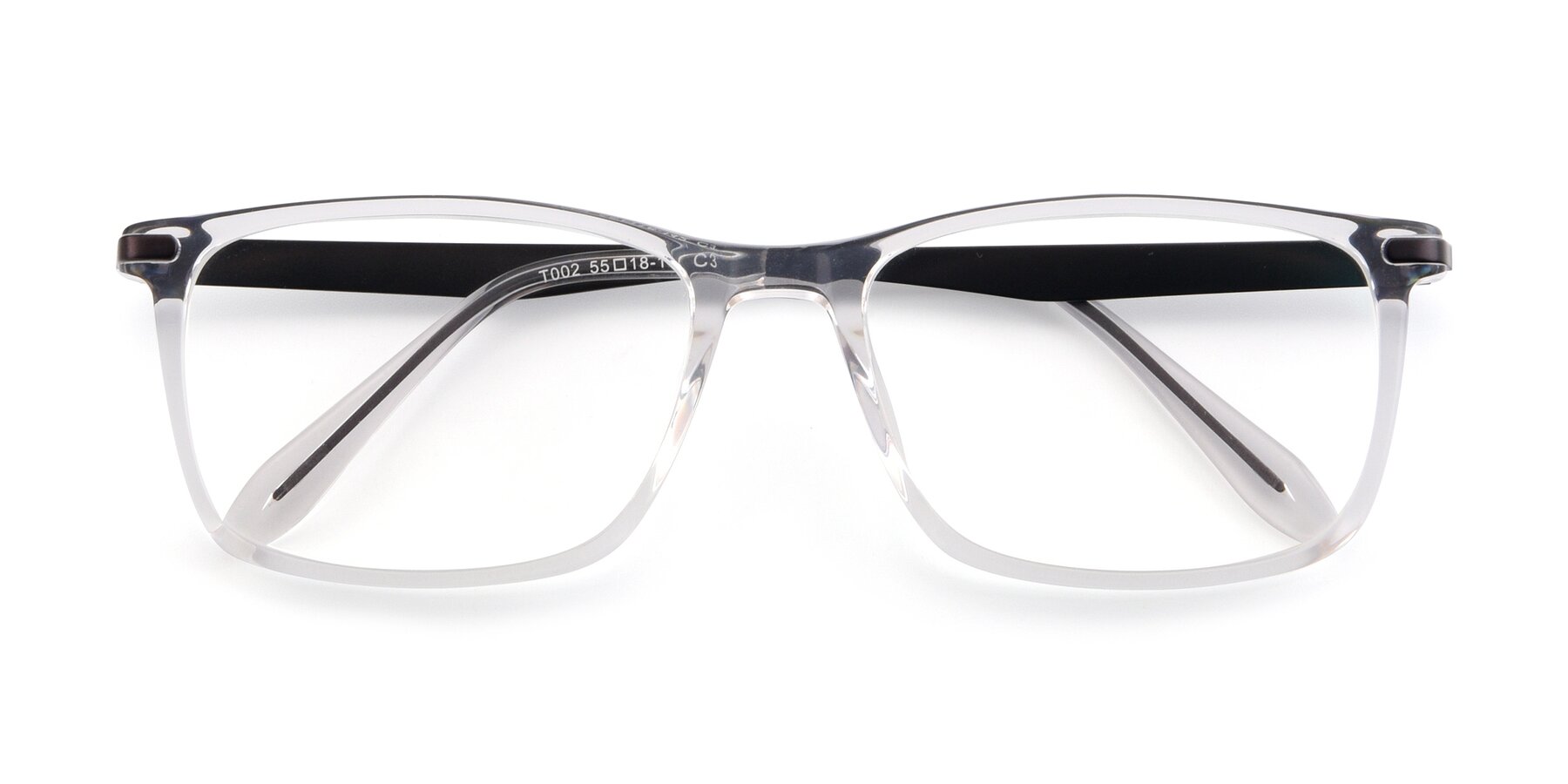 Folded Front of T002 in Clear with Clear Reading Eyeglass Lenses