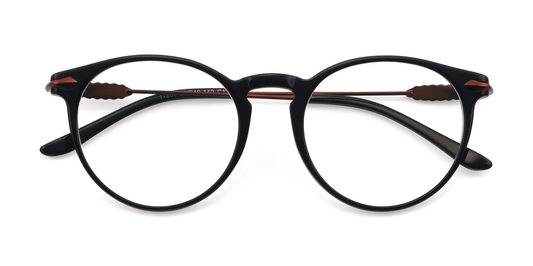Folded Front of 17660 in Black with Clear Reading Eyeglass Lenses
