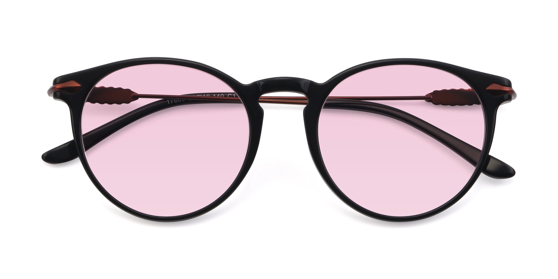 Folded Front of 17660 in Black with Light Pink Tinted Lenses