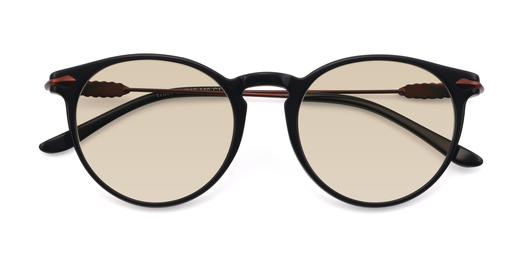 Folded Front of 17660 in Black with Light Brown Tinted Lenses