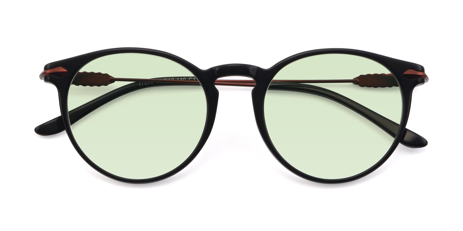 Folded Front of 17660 in Black with Light Green Tinted Lenses