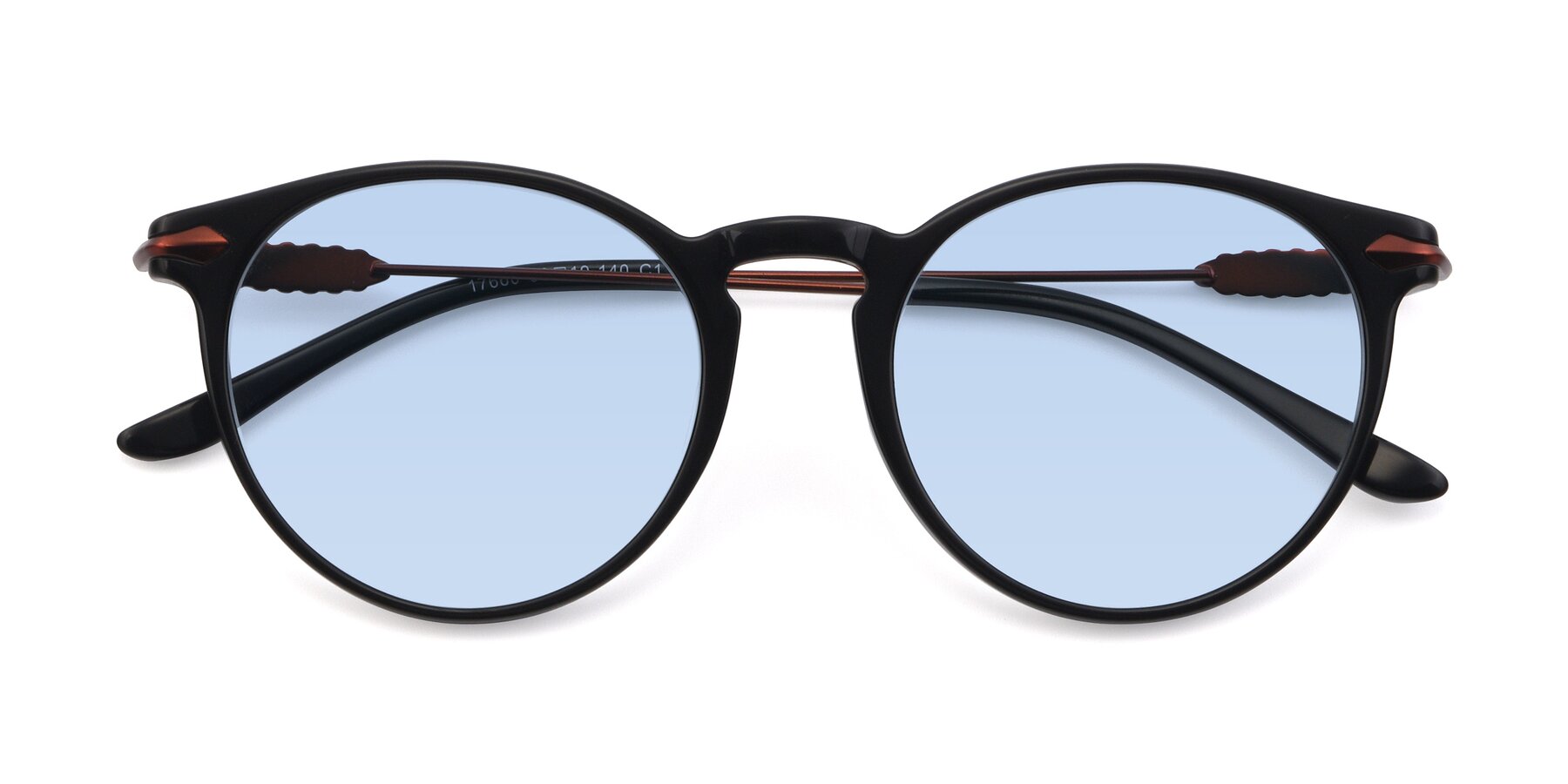 Folded Front of 17660 in Black with Light Blue Tinted Lenses
