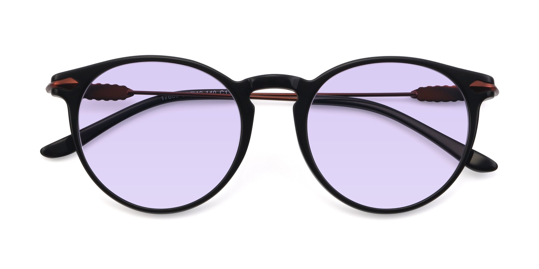 Folded Front of 17660 in Black with Light Purple Tinted Lenses