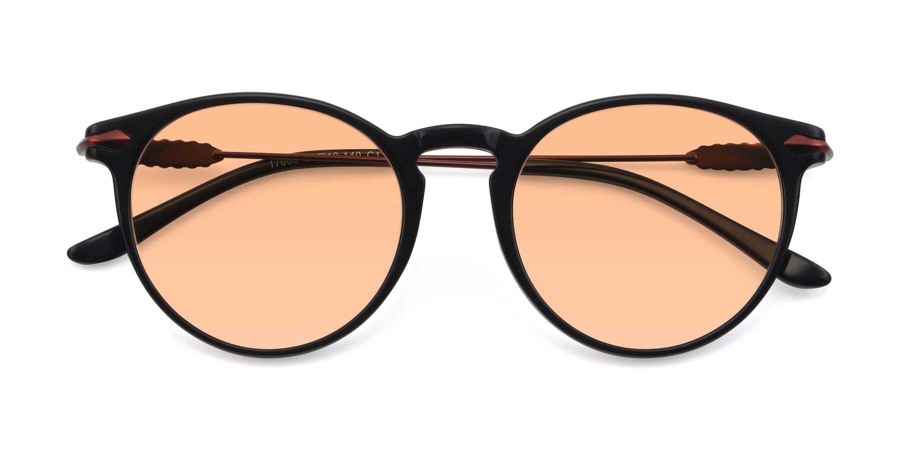 Folded Front of 17660 in Black with Light Orange Tinted Lenses