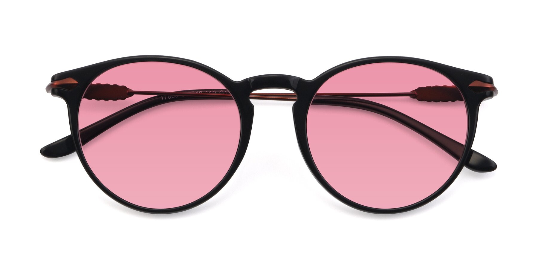 Folded Front of 17660 in Black with Pink Tinted Lenses