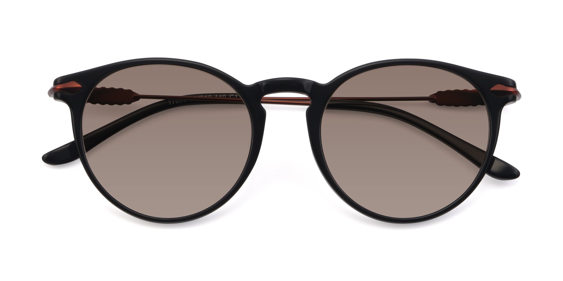 Folded Front of 17660 in Black with Medium Brown Tinted Lenses