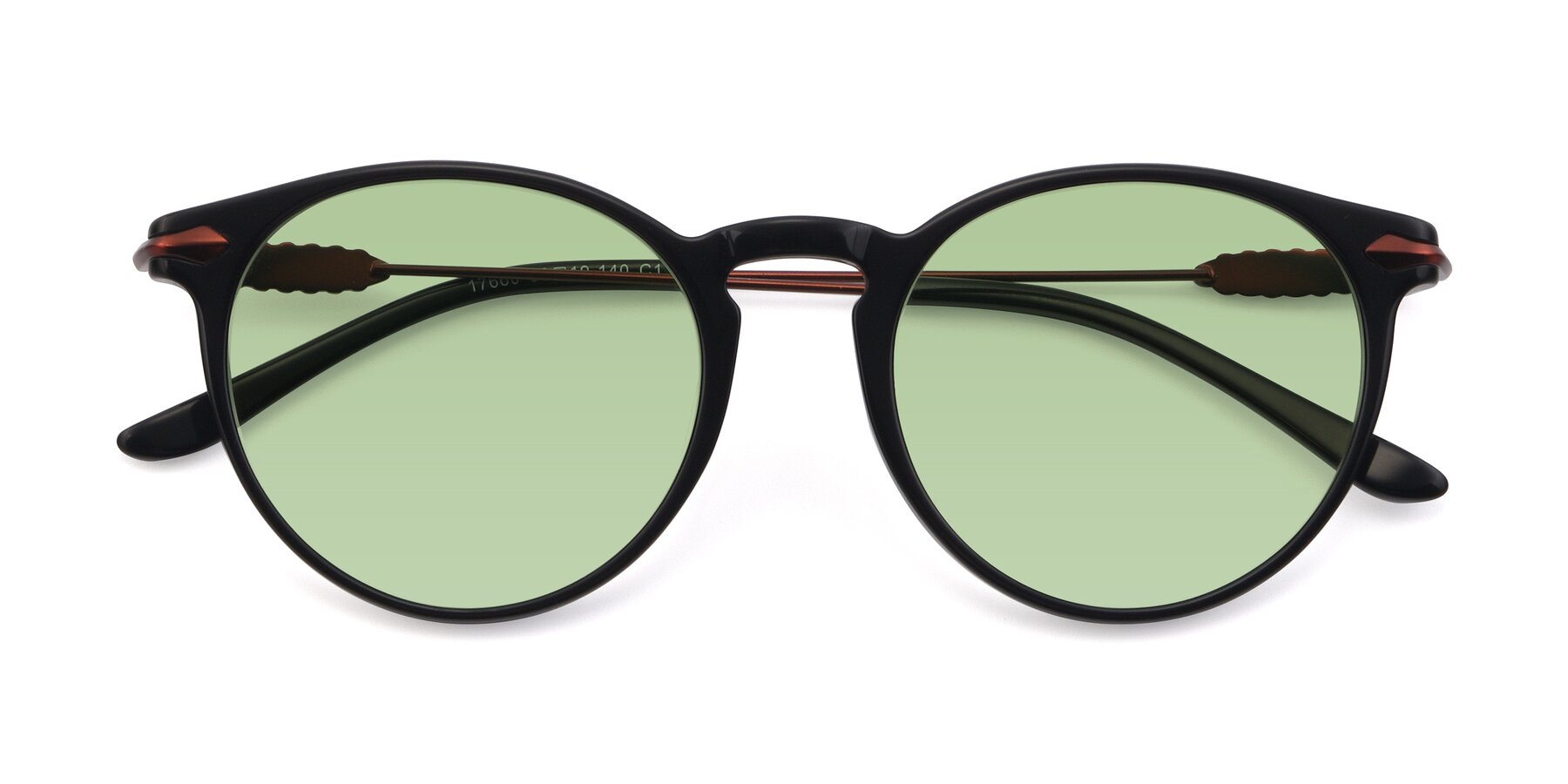 Folded Front of 17660 in Black with Medium Green Tinted Lenses