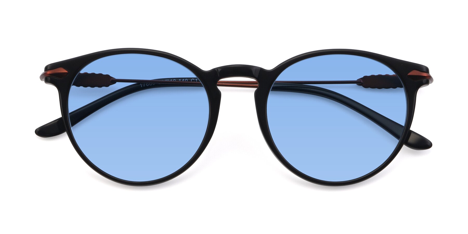 Folded Front of 17660 in Black with Medium Blue Tinted Lenses