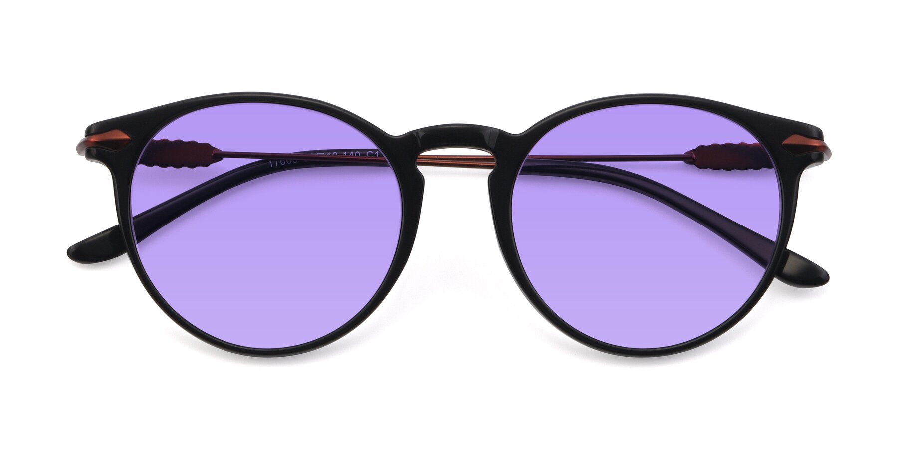 Folded Front of 17660 in Black with Medium Purple Tinted Lenses