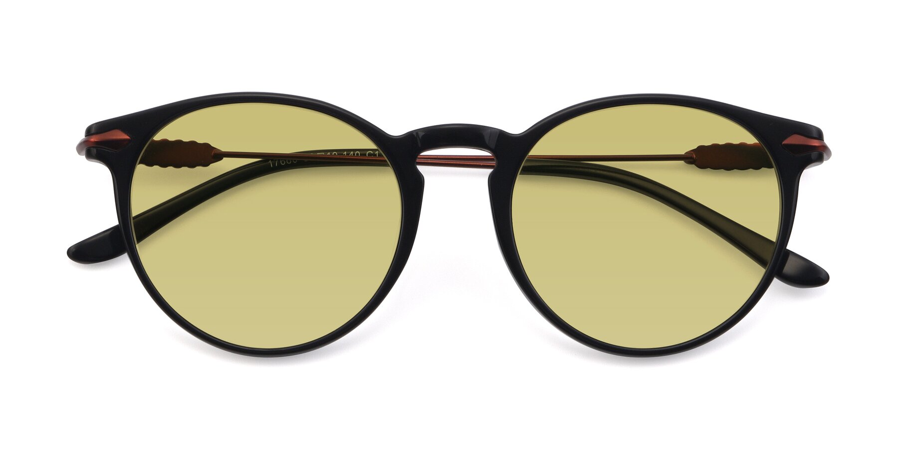 Folded Front of 17660 in Black with Medium Champagne Tinted Lenses