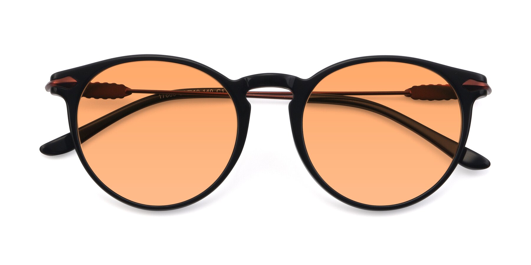 Folded Front of 17660 in Black with Medium Orange Tinted Lenses