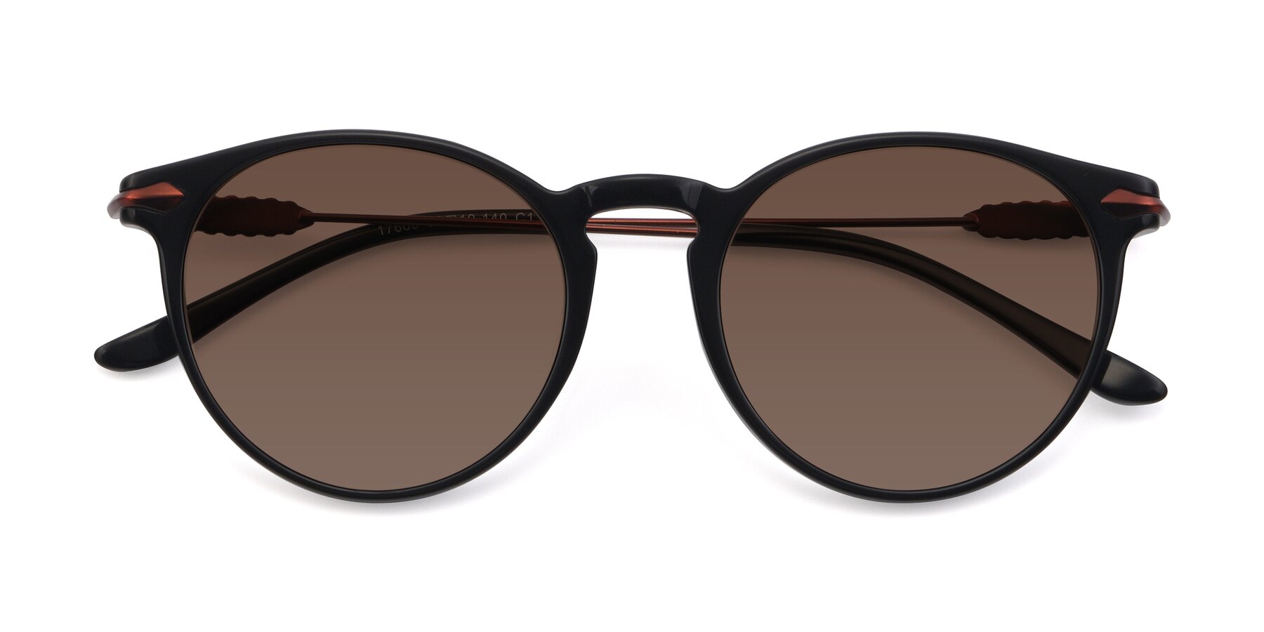 Folded Front of 17660 in Black with Brown Tinted Lenses