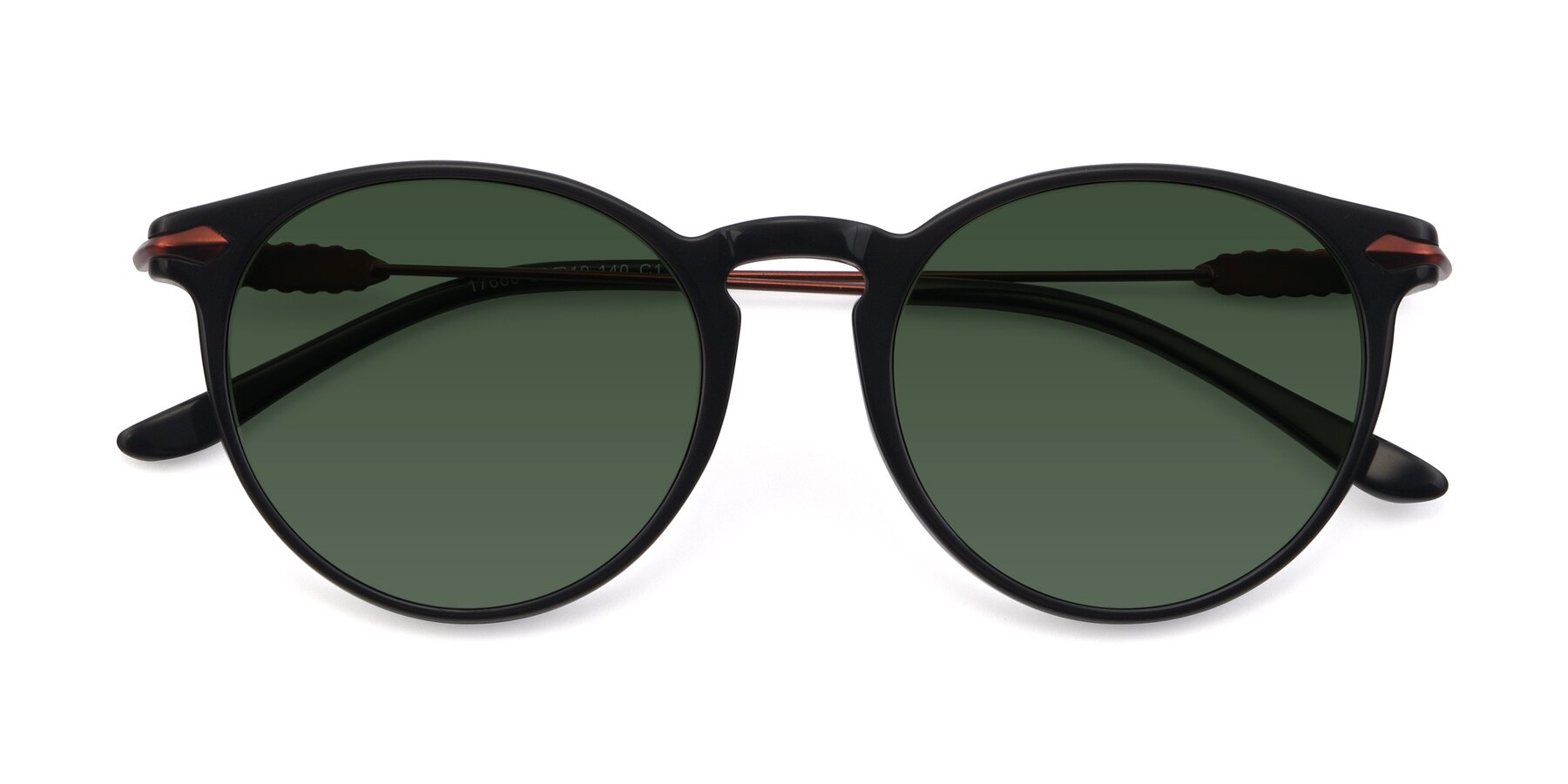 Folded Front of 17660 in Black with Green Tinted Lenses