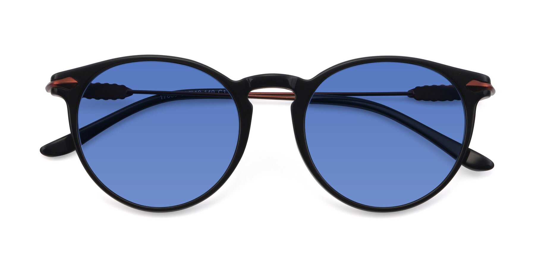 Folded Front of 17660 in Black with Blue Tinted Lenses