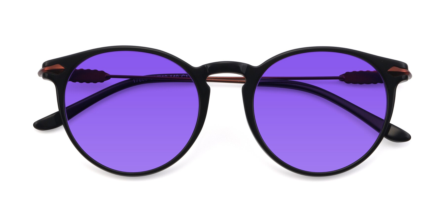 Folded Front of 17660 in Black with Purple Tinted Lenses
