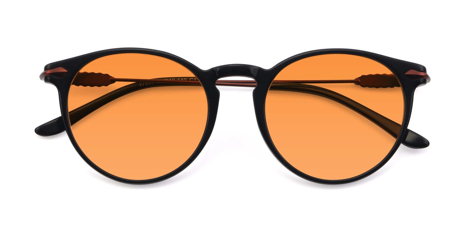 Folded Front of 17660 in Black with Orange Tinted Lenses