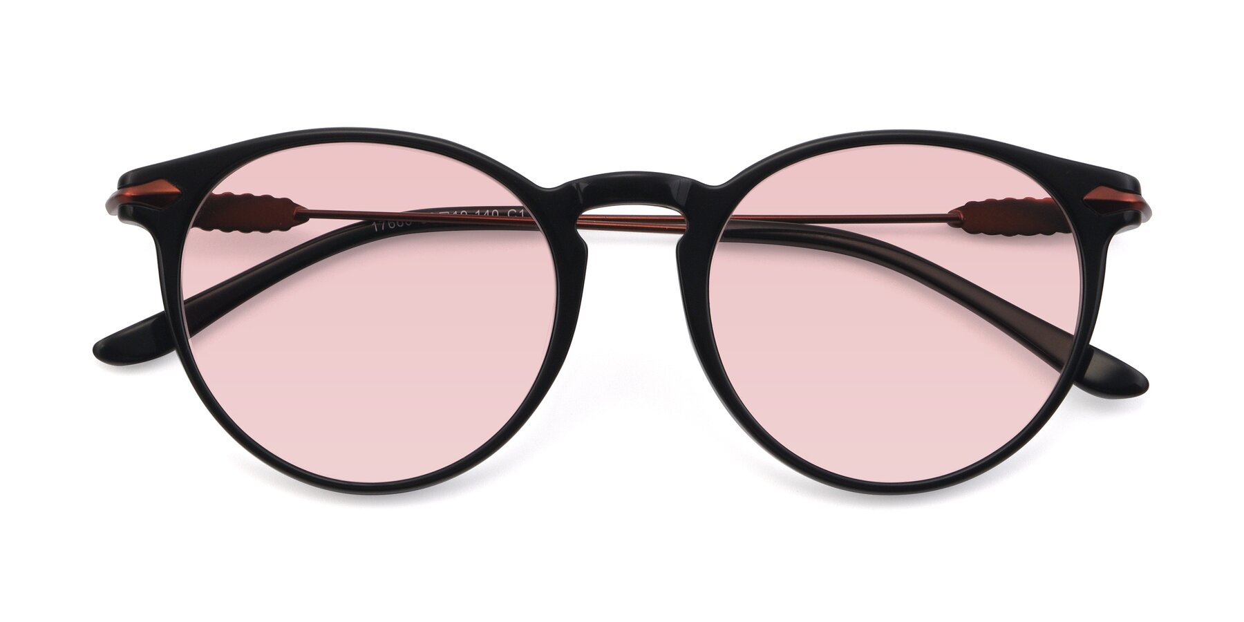 Folded Front of 17660 in Black with Light Garnet Tinted Lenses