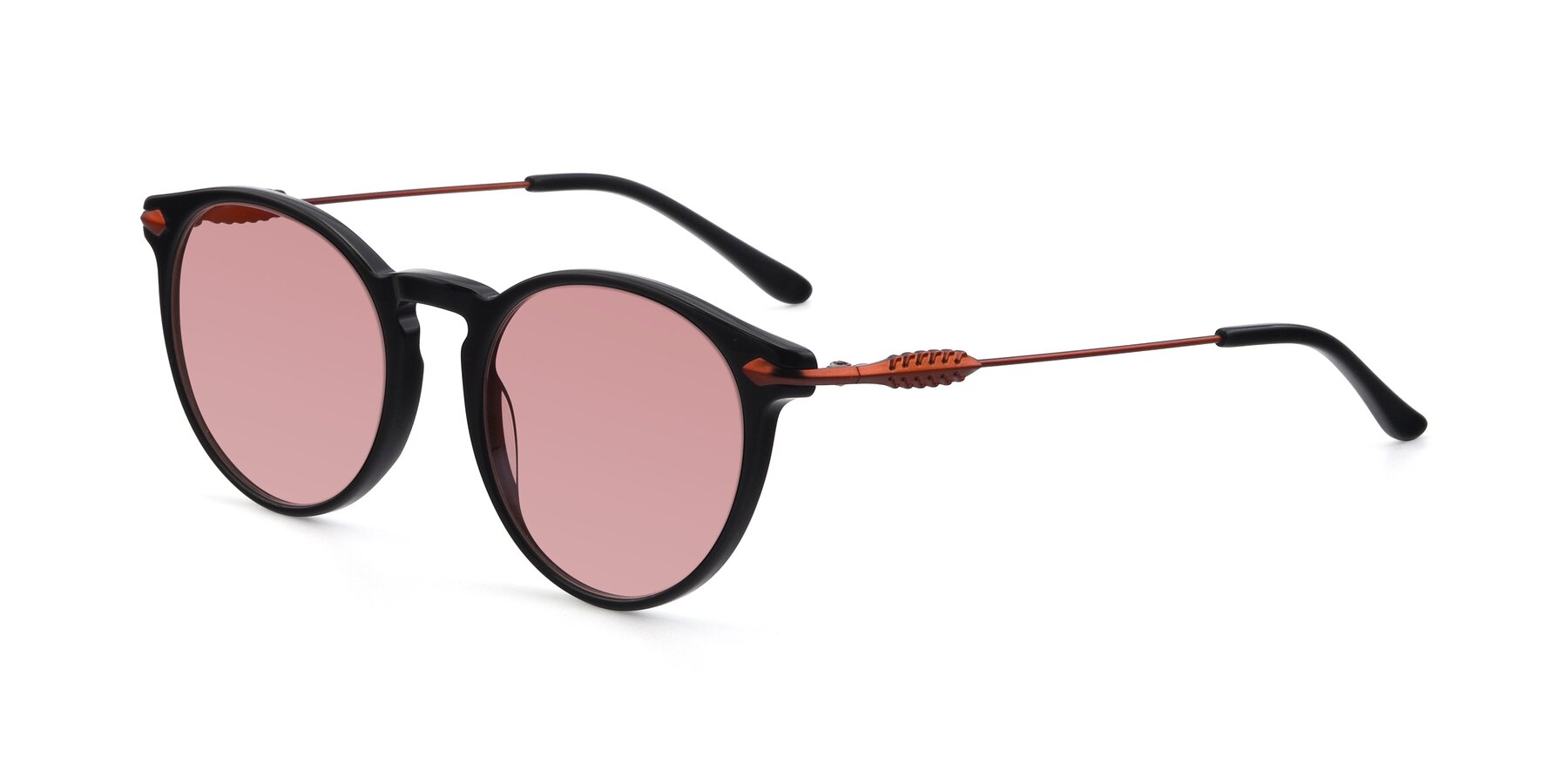 Angle of 17660 in Black with Medium Garnet Tinted Lenses