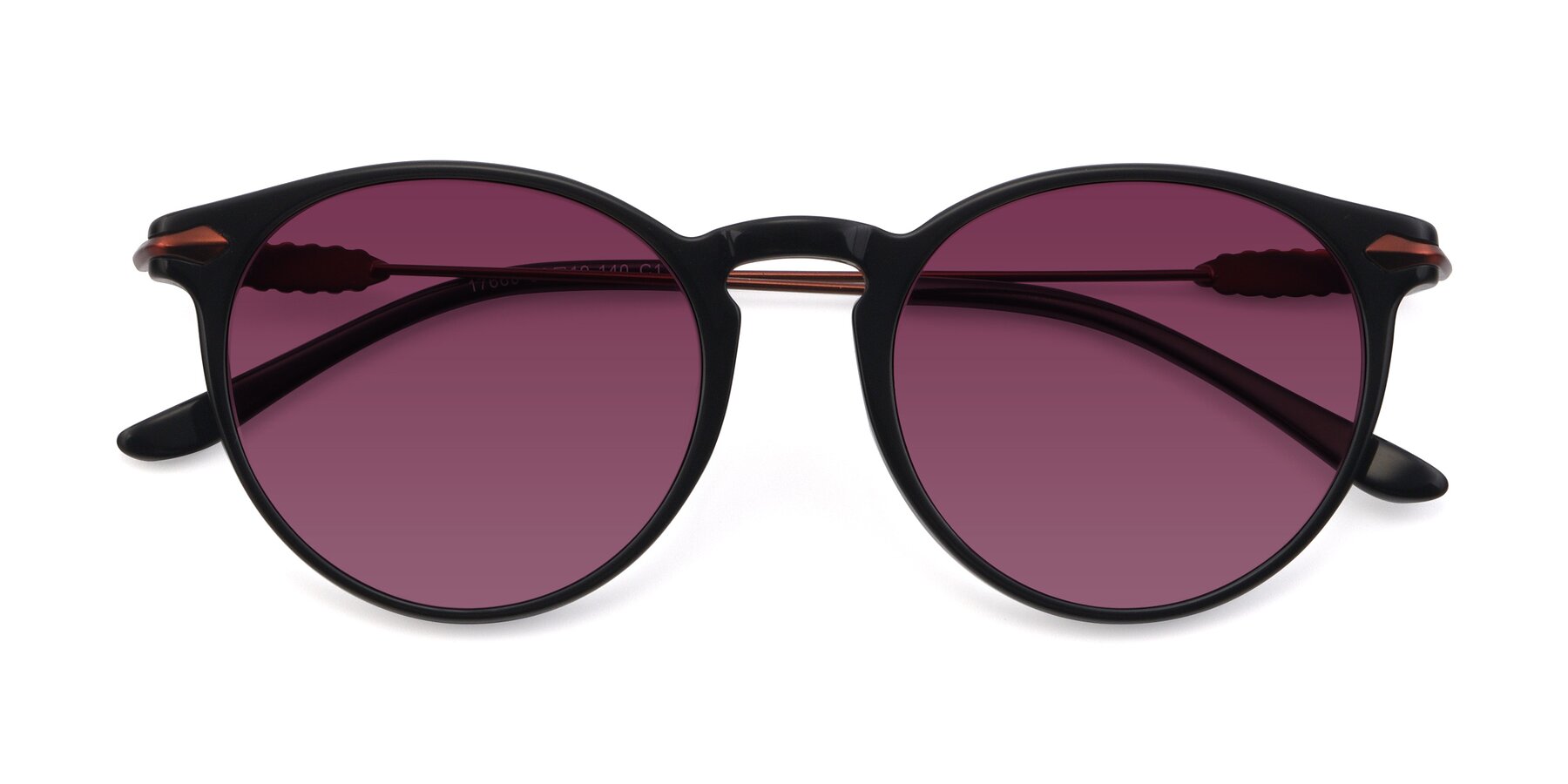 Folded Front of 17660 in Black with Wine Tinted Lenses