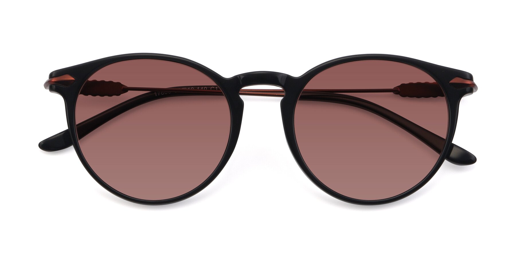 Folded Front of 17660 in Black with Garnet Tinted Lenses