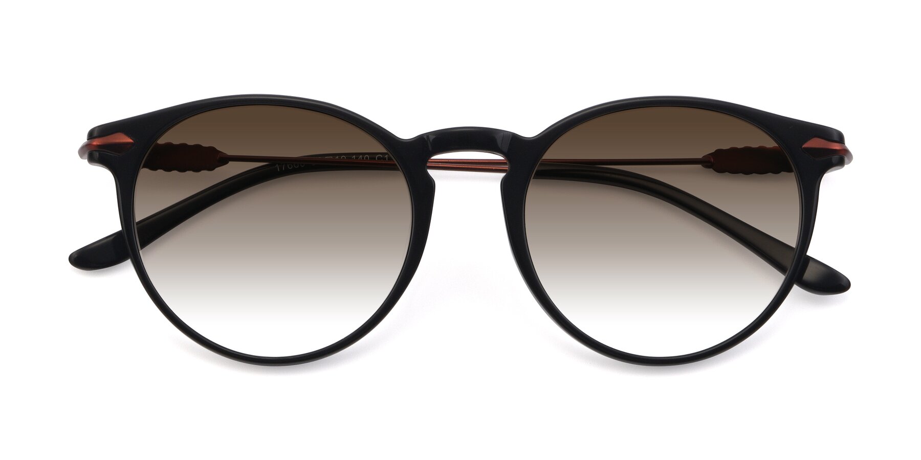 Folded Front of 17660 in Black with Brown Gradient Lenses
