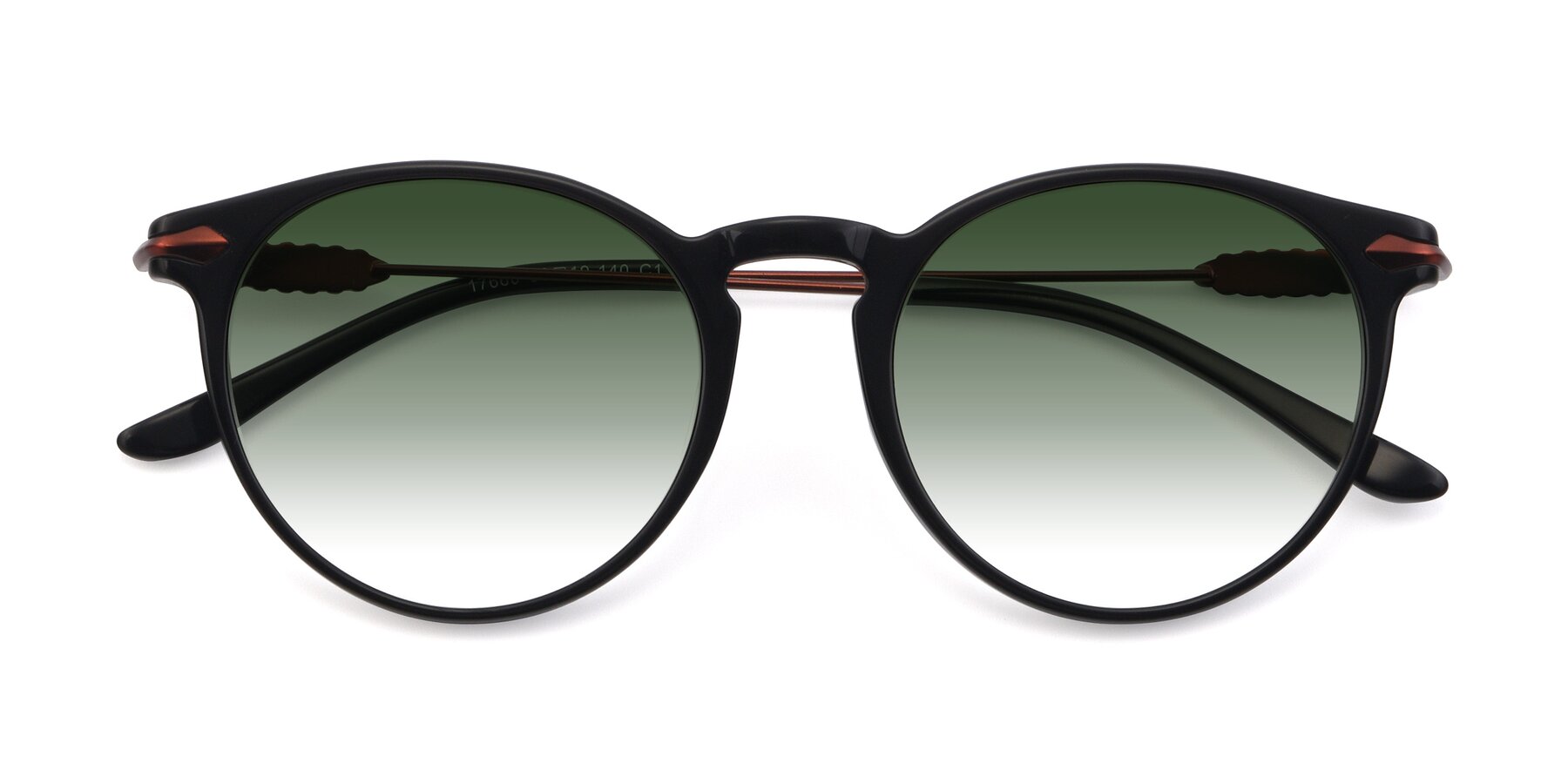 Folded Front of 17660 in Black with Green Gradient Lenses