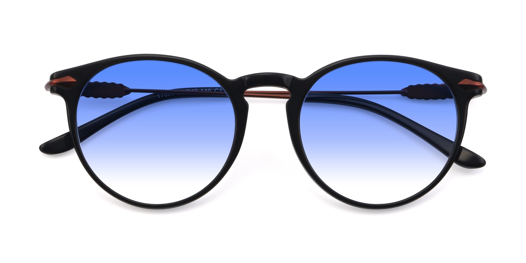 Folded Front of 17660 in Black with Blue Gradient Lenses