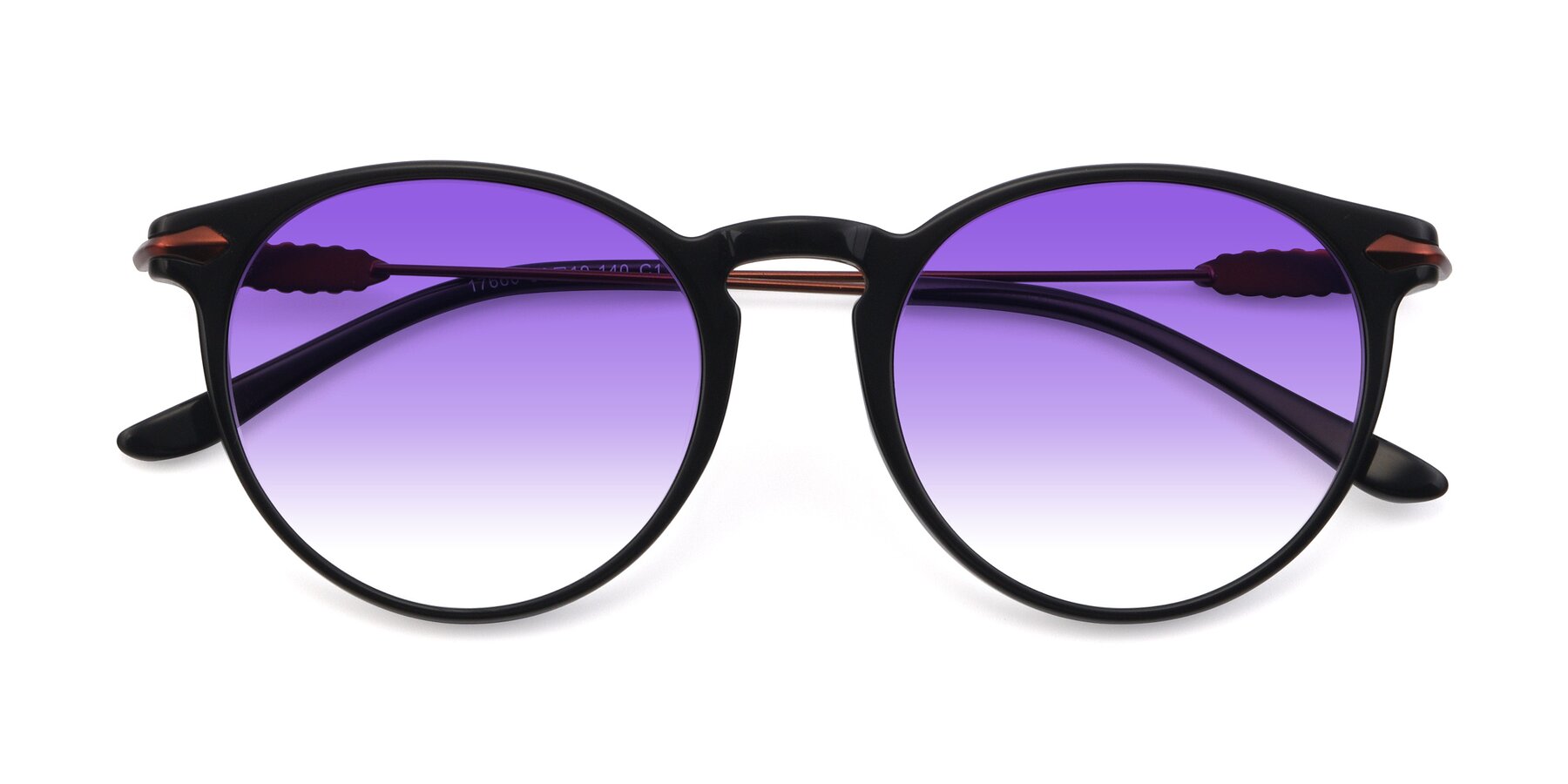 Folded Front of 17660 in Black with Purple Gradient Lenses