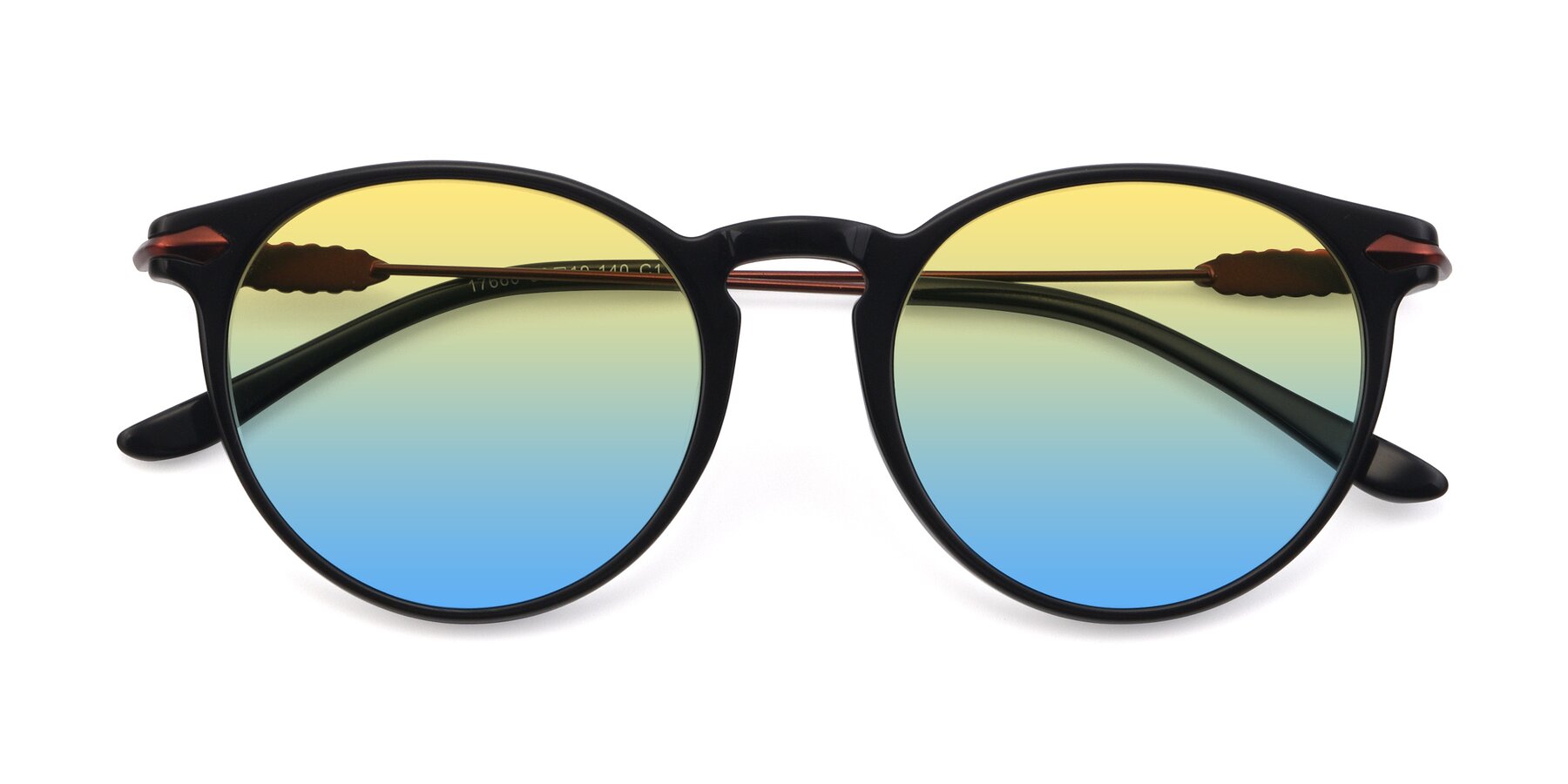 Folded Front of 17660 in Black with Yellow / Blue Gradient Lenses