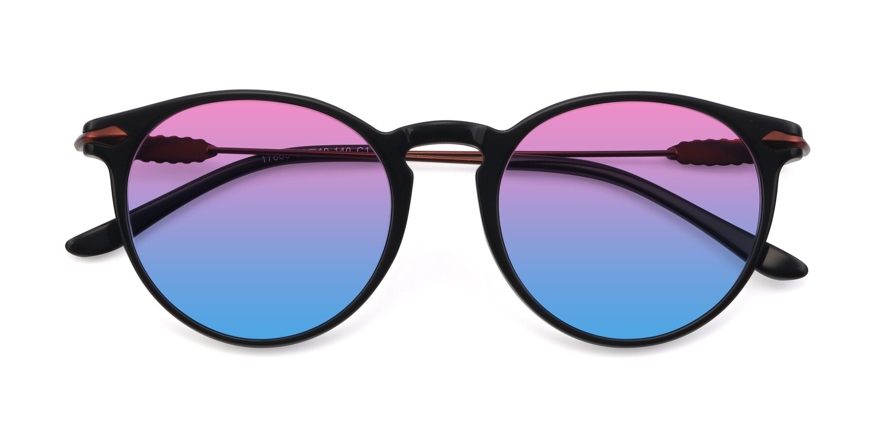 Folded Front of 17660 in Black with Pink / Blue Gradient Lenses