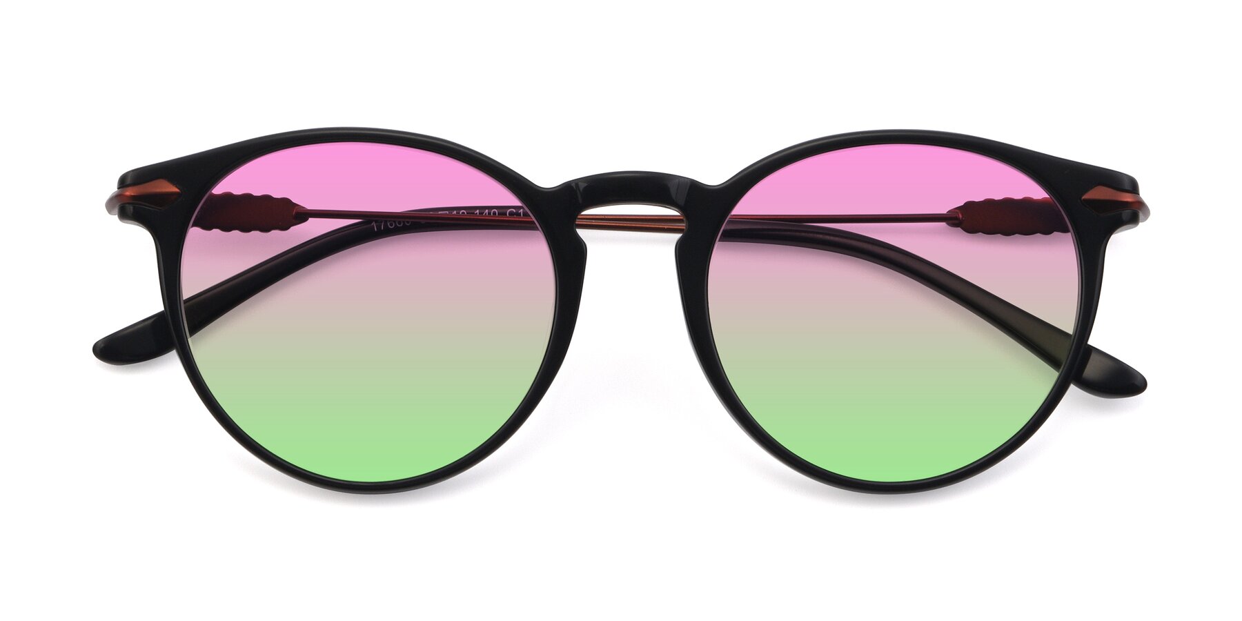 Folded Front of 17660 in Black with Pink / Green Gradient Lenses