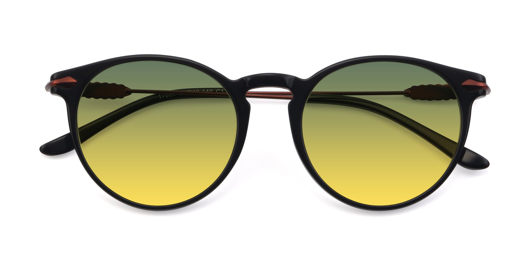 Folded Front of 17660 in Black with Green / Yellow Gradient Lenses