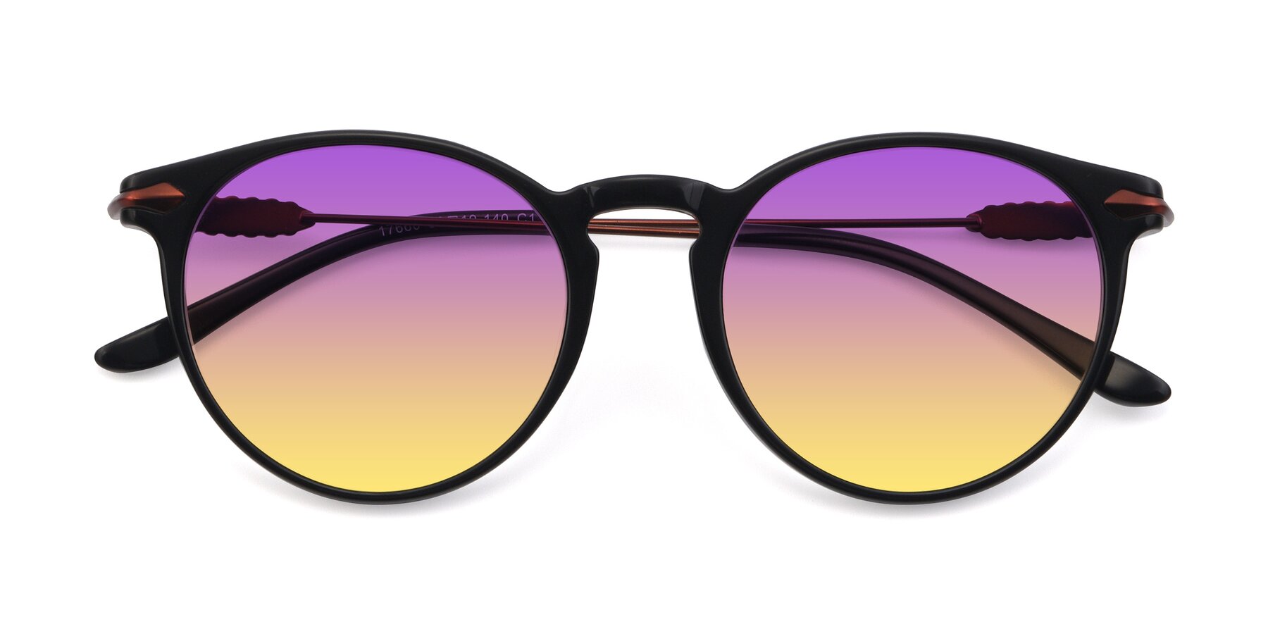 Folded Front of 17660 in Black with Purple / Yellow Gradient Lenses