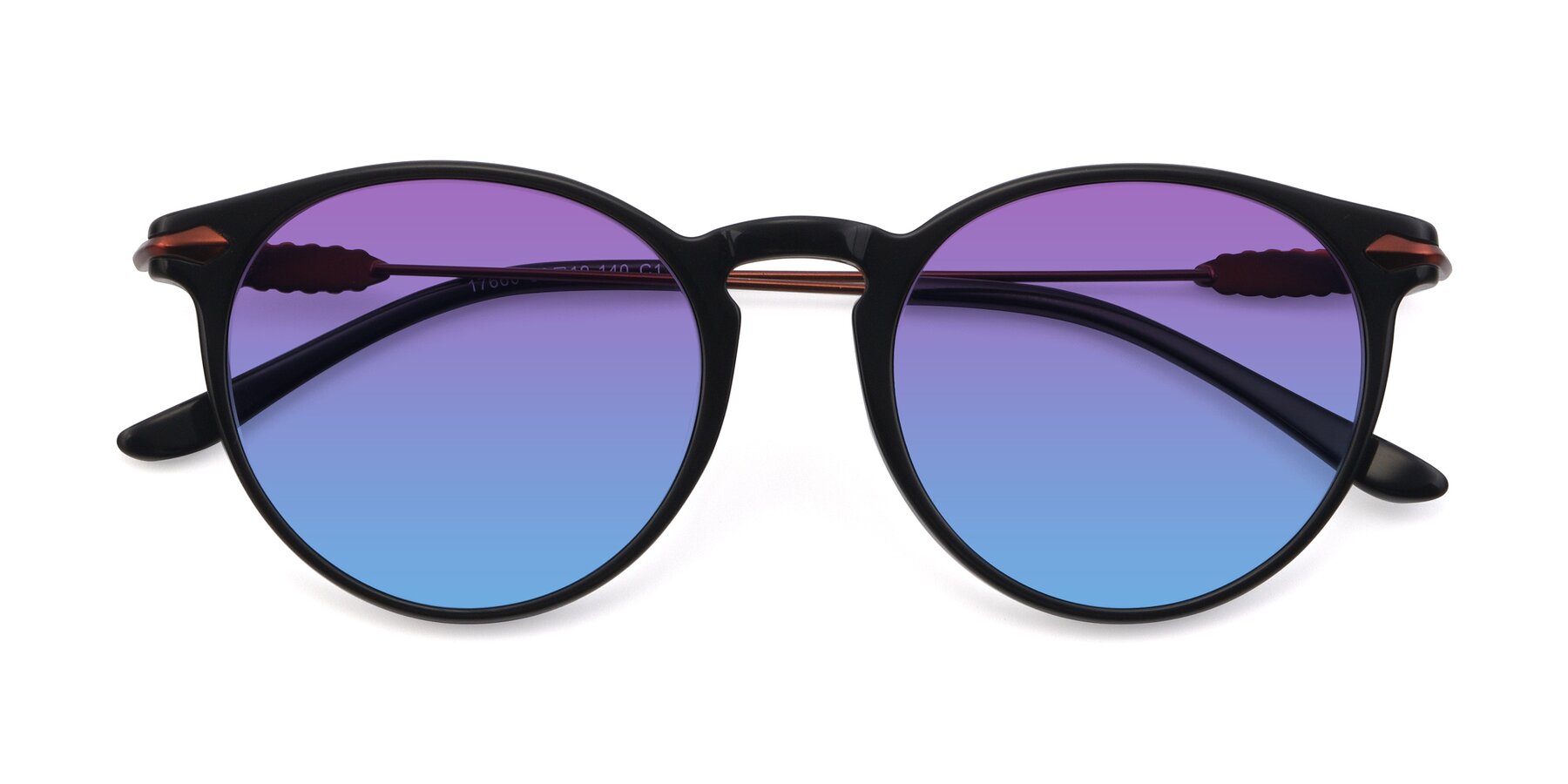 Folded Front of 17660 in Black with Purple / Blue Gradient Lenses