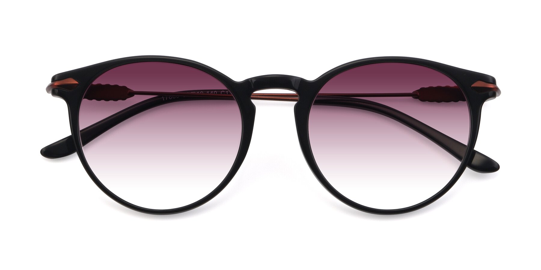 Folded Front of 17660 in Black with Wine Gradient Lenses