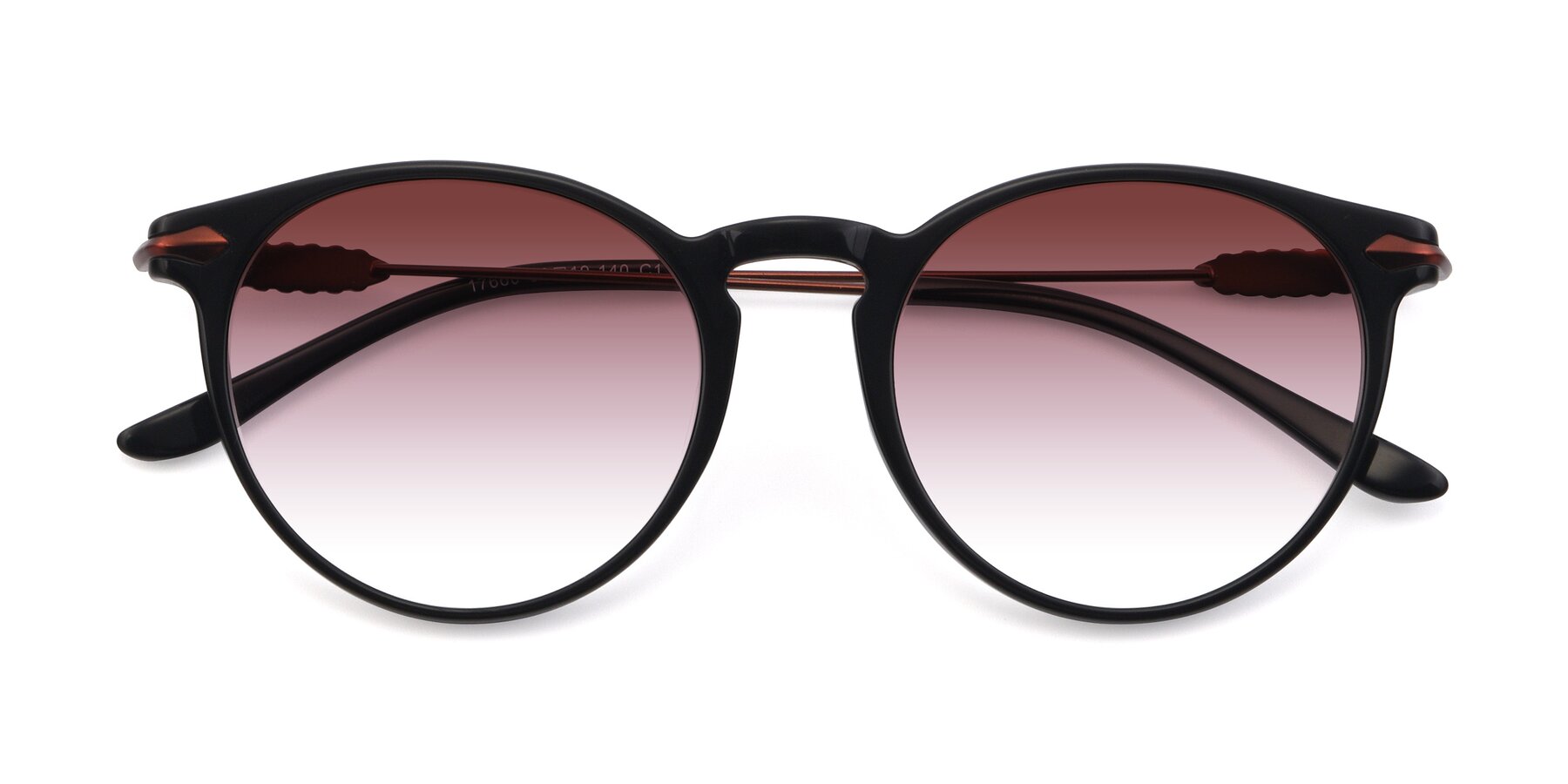 Folded Front of 17660 in Black with Garnet Gradient Lenses